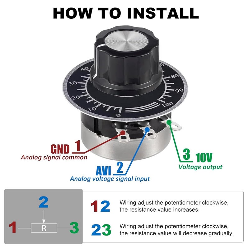 Fielect 2Pcs RV24YN20S 5K Potentiometer 5000 Ohm Single Turn Carbon Film Rotary Taper Potentiometer - Image 5